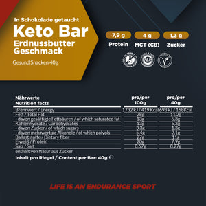 Keto Bar | Erdnussbutter Geschmack mit Sckokoüberzug (12 Bars - 40g jede)