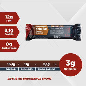 Keto Bar | Karamell Geschmack mit Sckokoüberzug (12 Bars - 40g jede)