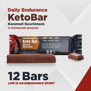 Keto Bar | Karamell Geschmack mit Sckokoüberzug (12 Bars - 40g jede)