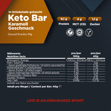 Load image into Gallery viewer, Keto Bar | Karamell Geschmack mit Sckokoüberzug (12 Bars - 40g jede)