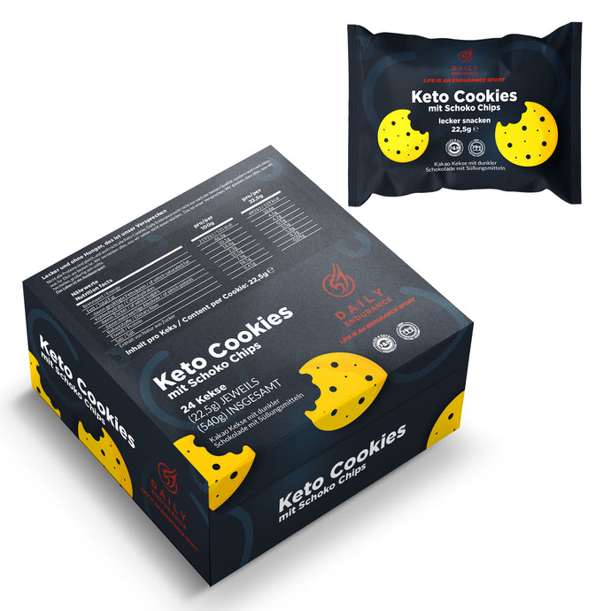 Keto-Kekse | Schoko Chips (24 Riegel - je 22,5g)