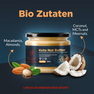 Keto-Nussbutter | Bio Macadamia, Mandeln, Kokosnuss &amp; MCTs (200gr im Glas)