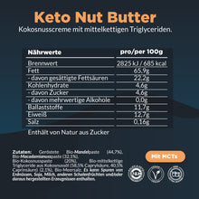 Load image into Gallery viewer, Keto Nut Butter | Bio Macadamia, Mandeln, Kokosnuss &amp; MCTs (200gr im Glas)