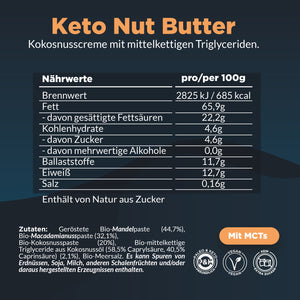 Keto-Nussbutter | Bio Macadamia, Mandeln, Kokosnuss &amp; MCTs (200gr im Glas)